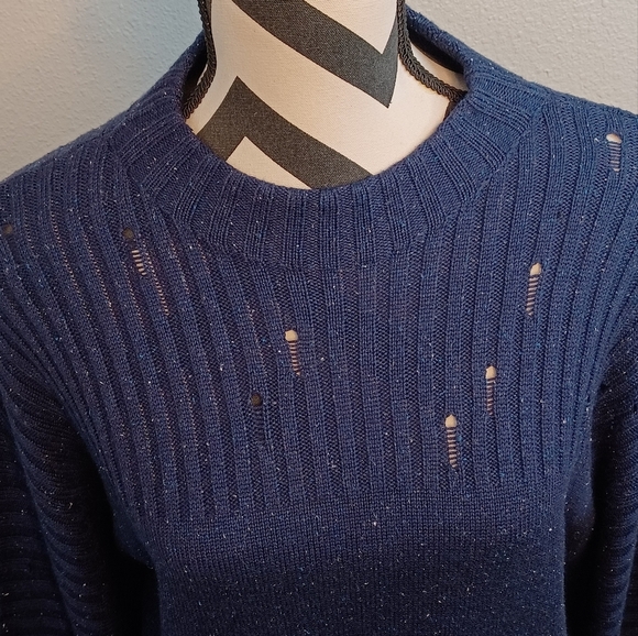 DH New York Distressed Silk Cashmere Knit Bell Sleeve Jumper Sweater - Picture 4 of 14